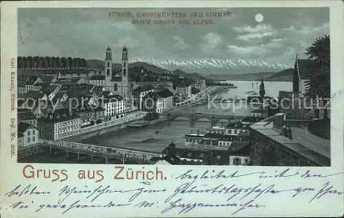 Zuerich Stadtblick mit Grossmuenster und Limmat / Zuerich /Bz. Zuerich City