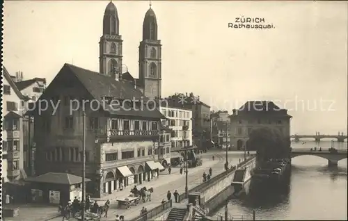 Zuerich Rathausquai Pferdwagen / Zuerich /Bz. Zuerich City