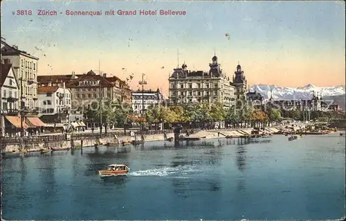Zuerich Sonnenquai mit Grand Hotel Bellevue / Zuerich /Bz. Zuerich City