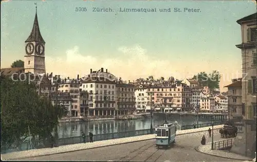 Zuerich Limmatquai und St. Peter Strassenbahn / Zuerich /Bz. Zuerich City