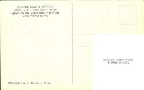 Zuerich Krematorium Versammlungsraum Sgraffitos Albert Froehlich Architekt / Zuerich /Bz. Zuerich City