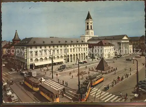 Karlsruhe Marktplatz Strassenbahn Denkmal Kat. Karlsruhe