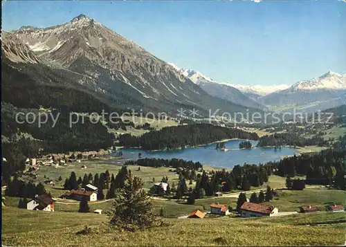 Lenzerheide Valbella Heidsee mit Lenzerhorn und Oberhalbsteiner Bergen Kat. Lenzerheide