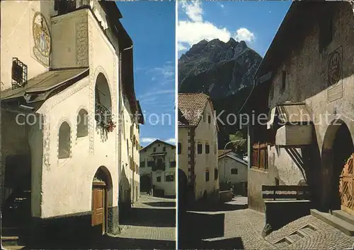 Scuol Dorfgasse Engadiner Haus mit Backofen Kat. Scuol