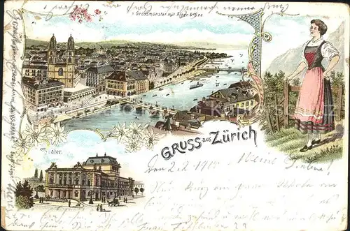 Zuerich ZH Grossmuenster Alpen See Theater  / Zuerich /Bz. Zuerich City