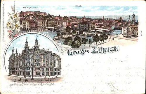 Zuerich ZH Polytechnikum Geschaeftshaus Weber und Letsch am Bahnhofplatz / Zuerich /Bz. Zuerich City