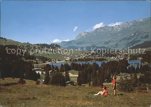 Lenzerheide Valbella Heidsee mit Churer Jochkette Kat. Lenzerheide