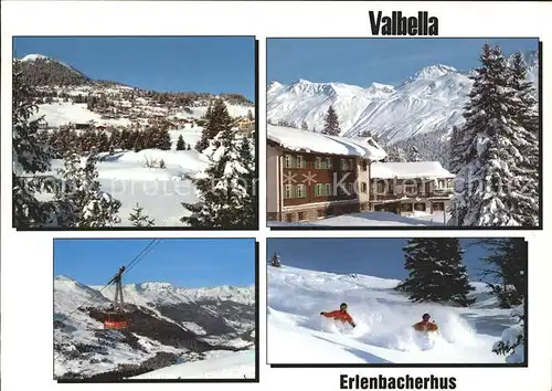 Lenzerheide Valbella Erlenbacherhus Gondelbahn Tiefschnee Skifahrer Kat. Lenzerheide