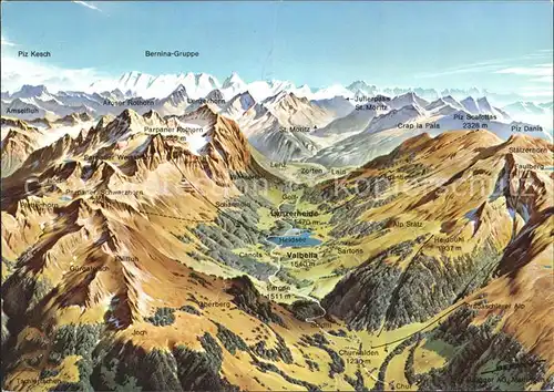Lenzerheide Valbella Panoramakarte mit Berninagruppe Kat. Lenzerheide