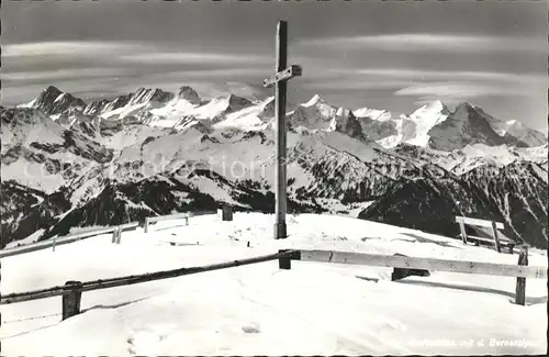 Rigi Staffel Gipfelkreuz mit Berneralpen Kat. Rigi Staffel