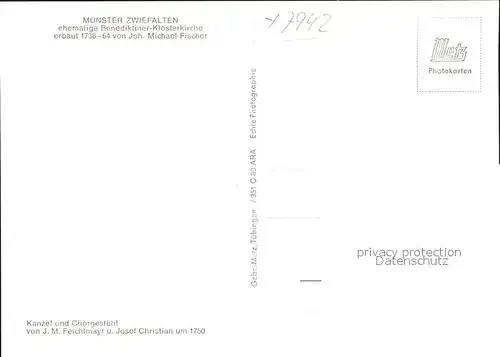 Zwiefalten Wuerttemberg Kanzel Chorgestuehl J.M. Feichtmayr Josef Christian / Zwiefalten /Reutlingen LKR