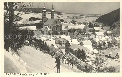 Zwiefalten Wuerttemberg im Schnee Kirche  / Zwiefalten /Reutlingen LKR