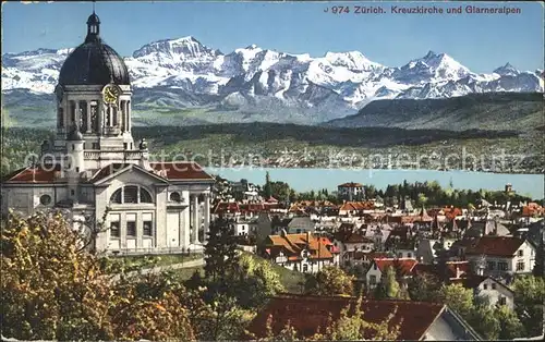 Zuerich Kreuzkirche mit Glarneralpen / Zuerich /Bz. Zuerich City