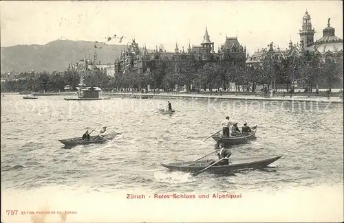 Zuerich Rotes Schloss und Alpenquai / Zuerich /Bz. Zuerich City