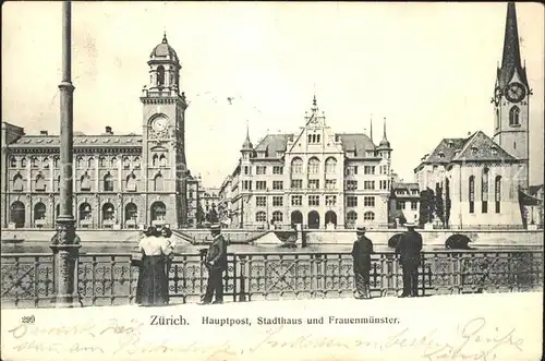 Zuerich Hauptpost Stadthaus und Frauenmuenster / Zuerich /Bz. Zuerich City