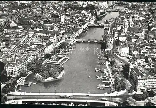 Zuerich Quaibruecke mit Blick auf die Limmat / Zuerich /Bz. Zuerich City