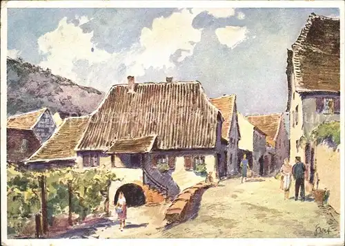 Hambach Weinstrasse Kuenstlerkarte Aquarell von Karl Graf Kat. Neustadt an der Weinstr.