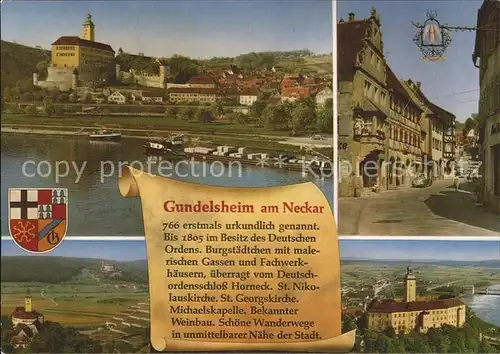 Gundelsheim Neckar Burg Lastkahn Strassenansicht / Gundelsheim Neckar /Heilbronn LKR