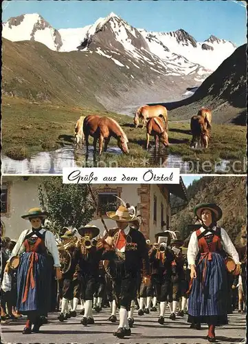 oetztal Tirol Haflinger bei Obergurgel oetztaler Trachtenkapelle Kat. Laengenfeld