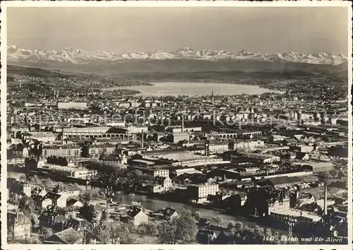 Zuerich Fliegeraufnahme mit Alpensicht / Zuerich /Bz. Zuerich City