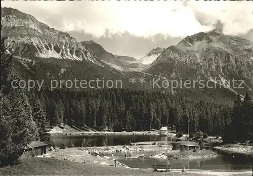 Lenzerheide Valbella Strandbad mit Foil Gotschen Piz Naira und Lenzerhorn Kat. Lenzerheide