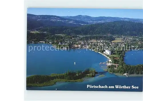 Poertschach Blick auf Parkhotel und Strandbad Fliegeraufnahme / Poertschach Woerther See Kaernten /Klagenfurt-Villach