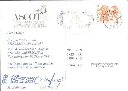 Zuerich Jockey Club im Hotel Ascot / Zuerich /Bz. Zuerich City