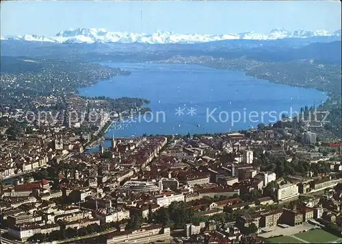 Zuerich ZH Fliegeraufnahme Alpen / Zuerich /Bz. Zuerich City