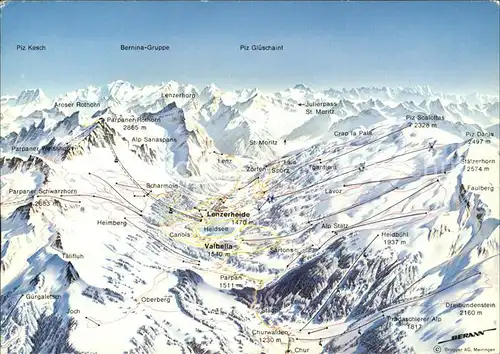 Lenzerheide GR Panoramakarte Piz Kesch  Bernina Gruppe Glueschaint Oberberg Heimberg / Lenzerheide /Rg. Chur