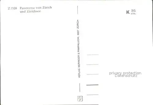 Zuerich Panoramakarte mit Zuerichsee / Zuerich /Bz. Zuerich City