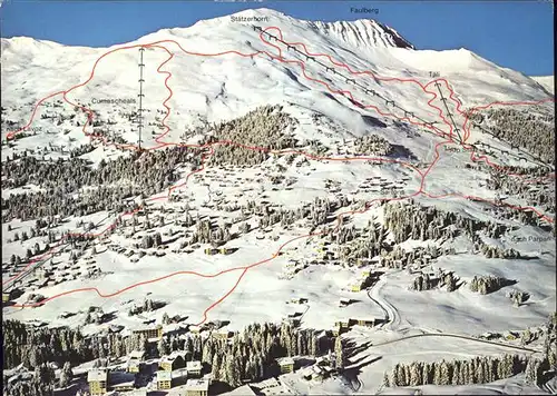 Lenzerheide Valbella mit Skigebiet und Staetzerhorn Panoramakarte Kat. Lenzerheide