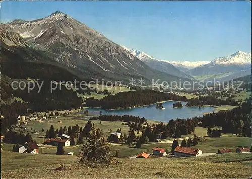 Lenzerheide Valbella Heidsee mit Lenzerhorn und Oberhalbsteiner Bergen Kat. Lenzerheide