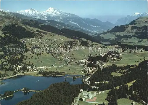 Lenzerheide Valbella Panorama mit Calanda Kat. Lenzerheide