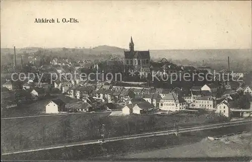 Altkirch Haut Rhin Elsass Ortsansicht mit Kirche Eisenbahn Kat. Altkirch