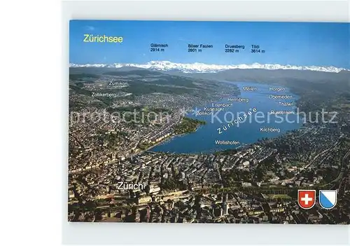 Zuerichsee Fliegeraufnahme  / Zuerich /Bz. Zuerich City