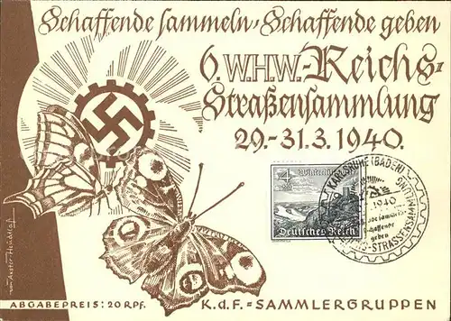 Karlsruhe 6. W.H.W. Reichs-Strassensammlung Schmetterlinge  /  /