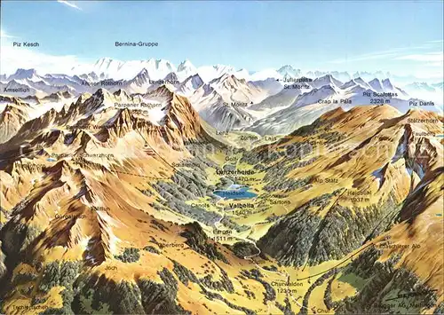 Lenzerheide Valbella Panoramakarte Graubuenden Kat. Lenzerheide