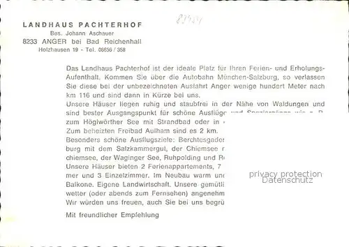 Anger Bayern Landhaus Pachterhof Kat. Anger