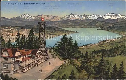 Uetliberg Zuerich Restaurant Uto Kulm Aussichtsturm Zuerichsee Alpenpanorama Kat. Uetliberg