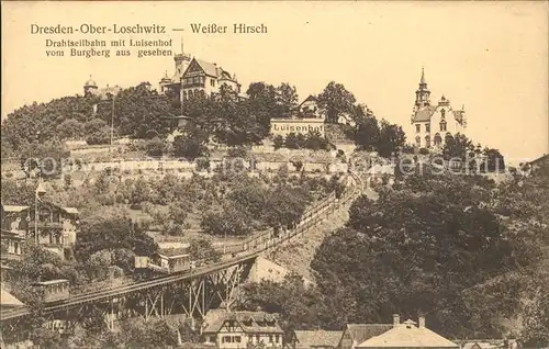 Ober Loschwitz Weisser Hirsch Drahtseilbahn Luisenhof vom Burgberg aus gesehen Kat. Dresden