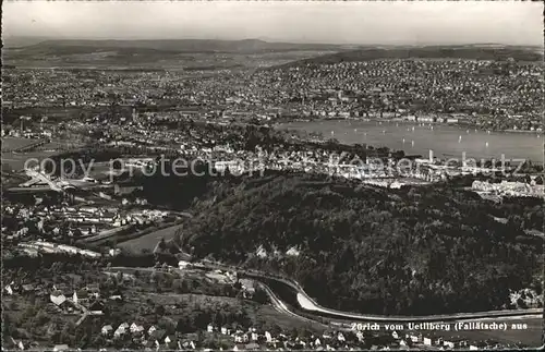 Zuerich Panorama Blick vom Uetliberg Fallaetsche aus Zuerichsee / Zuerich /Bz. Zuerich City