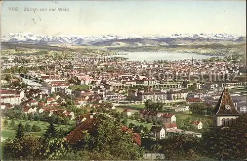 Zuerich Panorama Blick von der Waid Zuerichsee Alpen / Zuerich /Bz. Zuerich City
