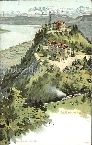 Uetliberg Zuerich Bergrestaurant Uto Kulm Eisenbahn Zuerichsee Alpenpanorama Kat. Uetliberg