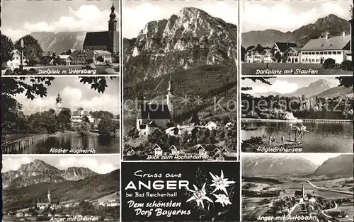 Anger Bayern Dorfplatz Kloster See Hochstaufen Untersberg Allgaeuer Alpen Edelweiss Kat. Anger