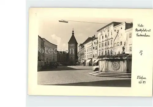 Wels Oberoesterreich Stadtplatz mit Ledererturm Kat. Oesterreich