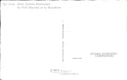 Zinal Sierre Cabane Restaurant du Petit Mounted et le Weisshorn Berghuette Walliser Alpen Kat. Zinal Ayer Val d Anniviers