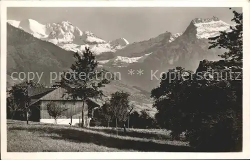 Aeschi Spiez Landschaft mit Bluemlisalp Berner Alpen Kat. Aeschi Spiez