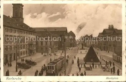 Karlsruhe Marktplatz Strassenbahn  Kat. Karlsruhe