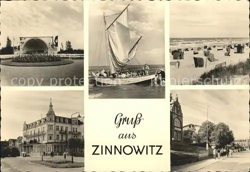 Zinnowitz Ostseebad Usedom Konzertpavillon Segelboot Strand Promenade Hotel Glueck auf Kat. Zinnowitz