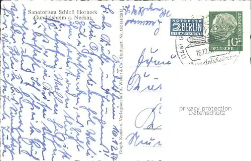 Gundelsheim Wuerttemberg Sanatorium Schloss Horneck Kat. Gundelsheim Neckar
